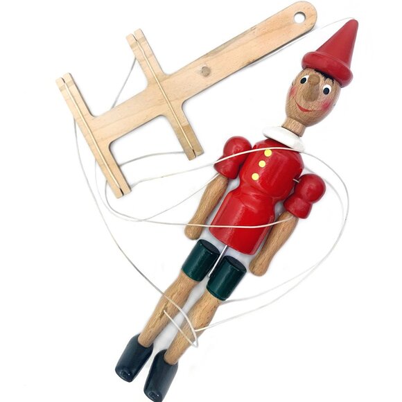 MASTRO Geppetto Pinocchio Wooden Marionette Puppet Hand-Carved Italy Folk Art - Picture 10 of 10